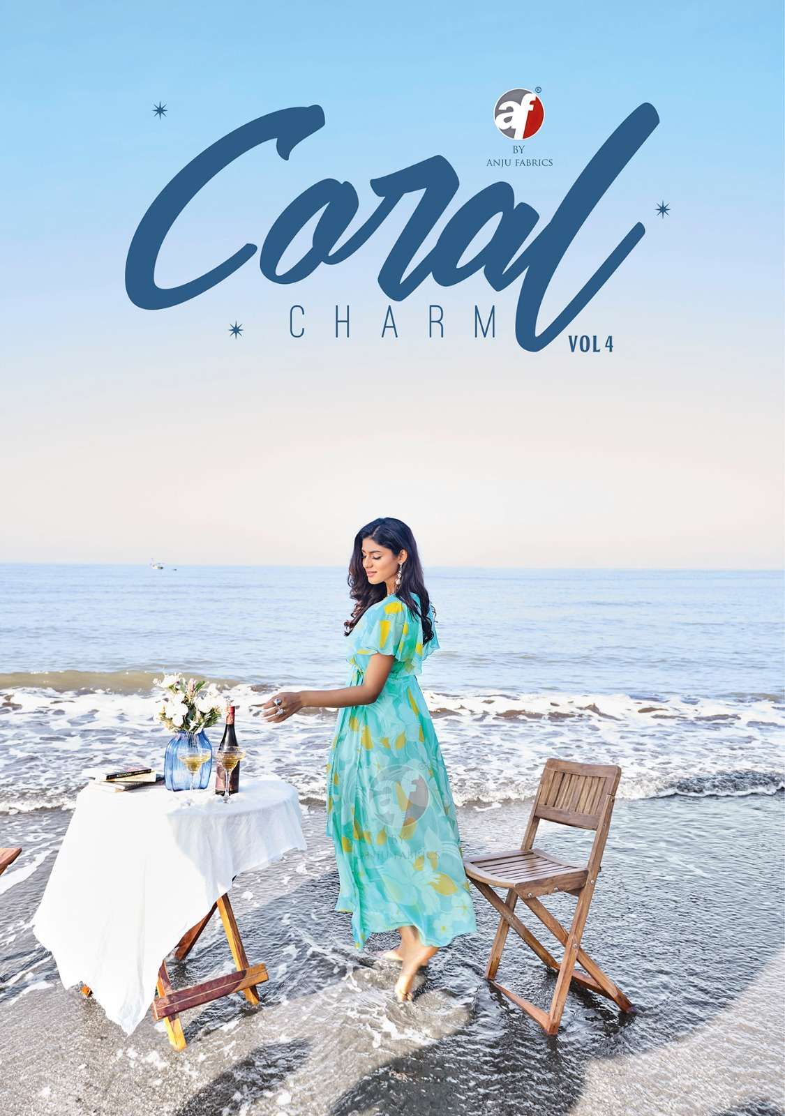 CORAL CHARM VOL 4 VISCOSE PREMIUM CHIFFON WITH DIGITAL PRINTS ONE PIECE WITH FANCY BROOCH BY AF BRAND POSTER
